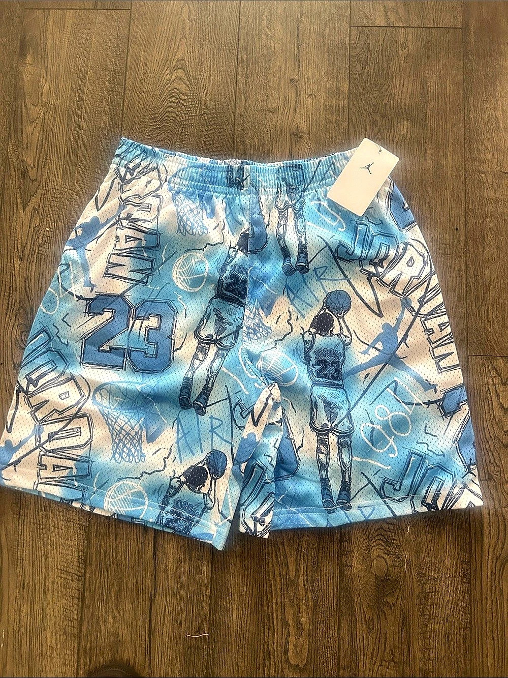Kids Blue & White Jordan basketball shorts Xl